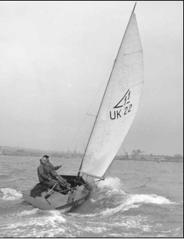 Uffa Fox Sailing an early Flying Fifteen